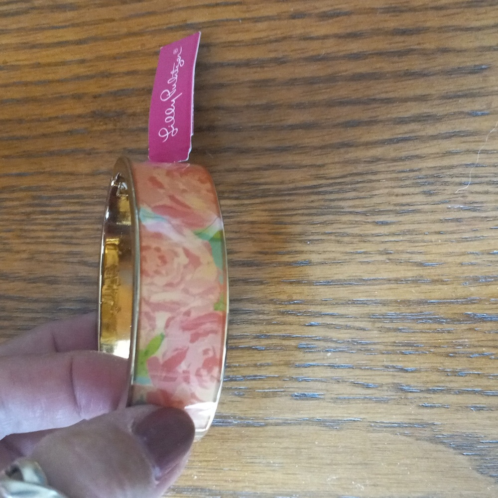 Lilly Pulitzer Coral Floral Enamel Gold-Tone Bangle Bracelet